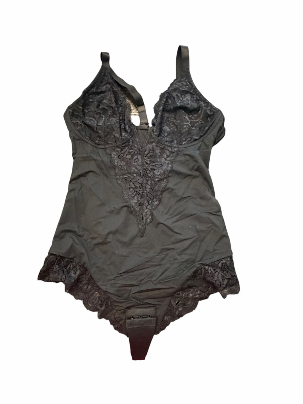 Shapewear Bodysuit Womens XL Black Lace Detailing Thong WN0576 NEW Sexy Stretch